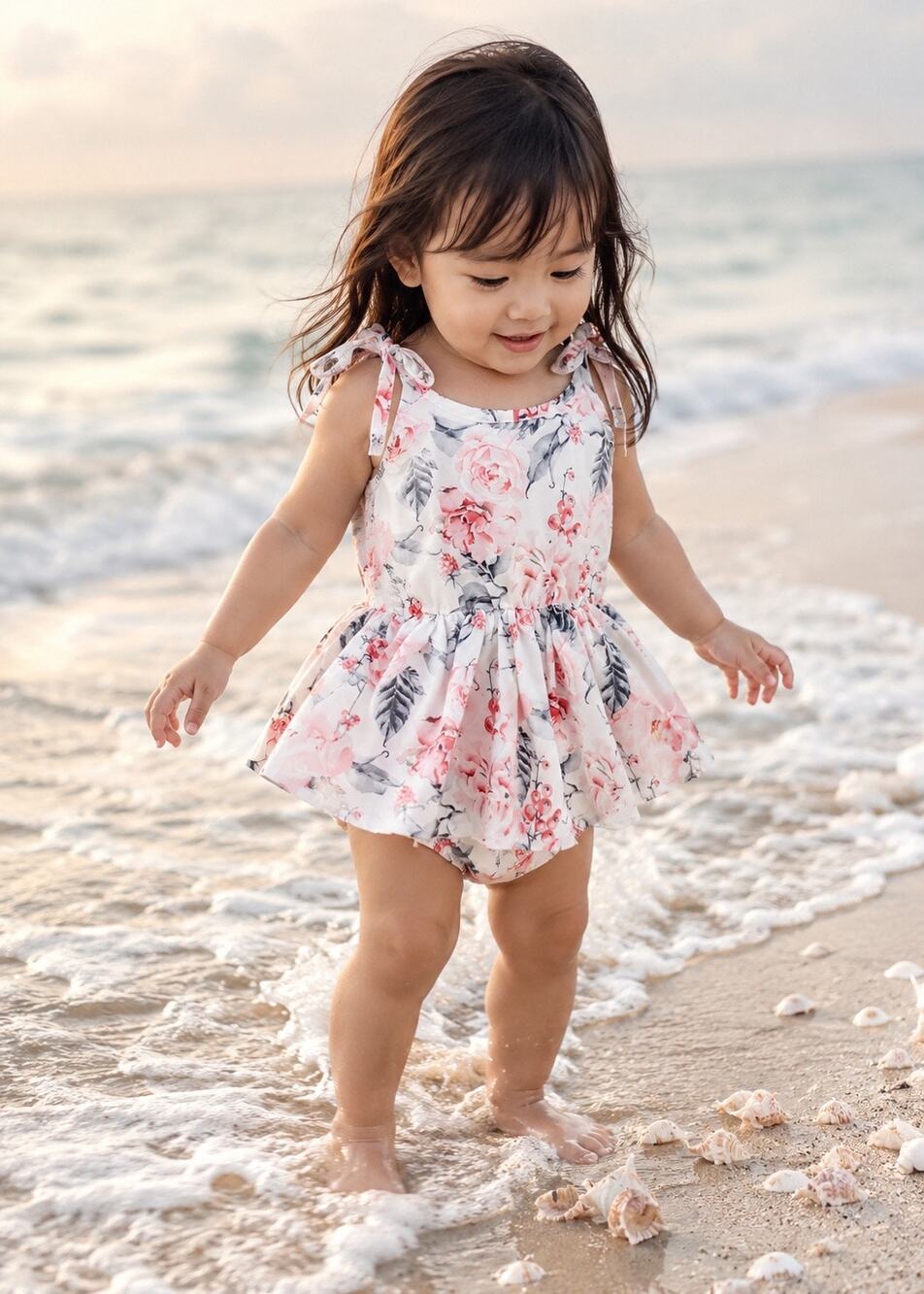 New Darling Floaty Floral Print Peplum Romper Playsuit 2/3